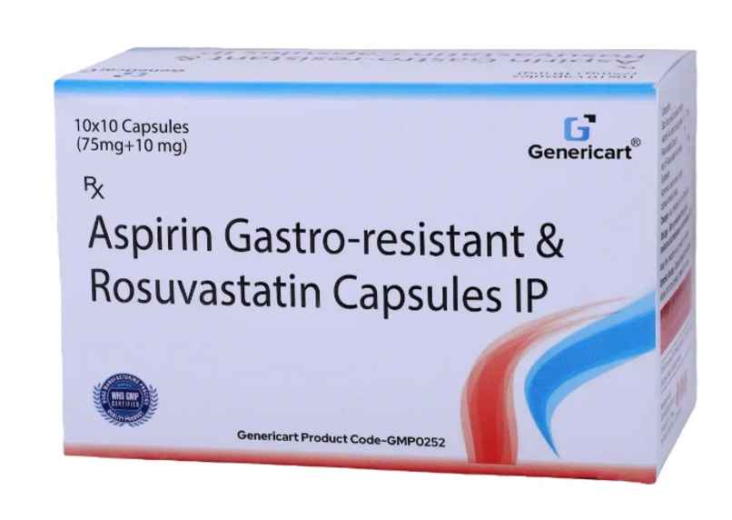 Genericart Rosuvastatin 10 Mg + Aspirin 75 Mg Capsule Genericart Rosuvastatin 10 Mg + Aspirin 75 Mg Capsule