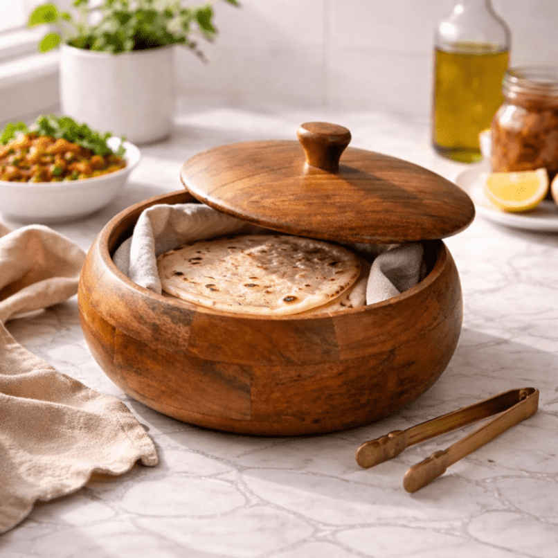 Estoria Collective Acacia Wooden Roti Chapati Storage Box Estoria Collective Acacia Wooden Roti Chapati Storage Box