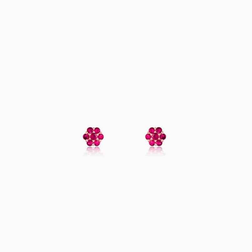 GIVA Rose Gold Magenta Flower Stud Kids Earrings | ER01381