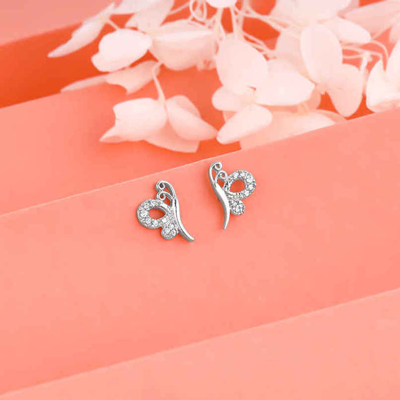 GIVA Silver Love Like A Butterfly Studs | ER0621