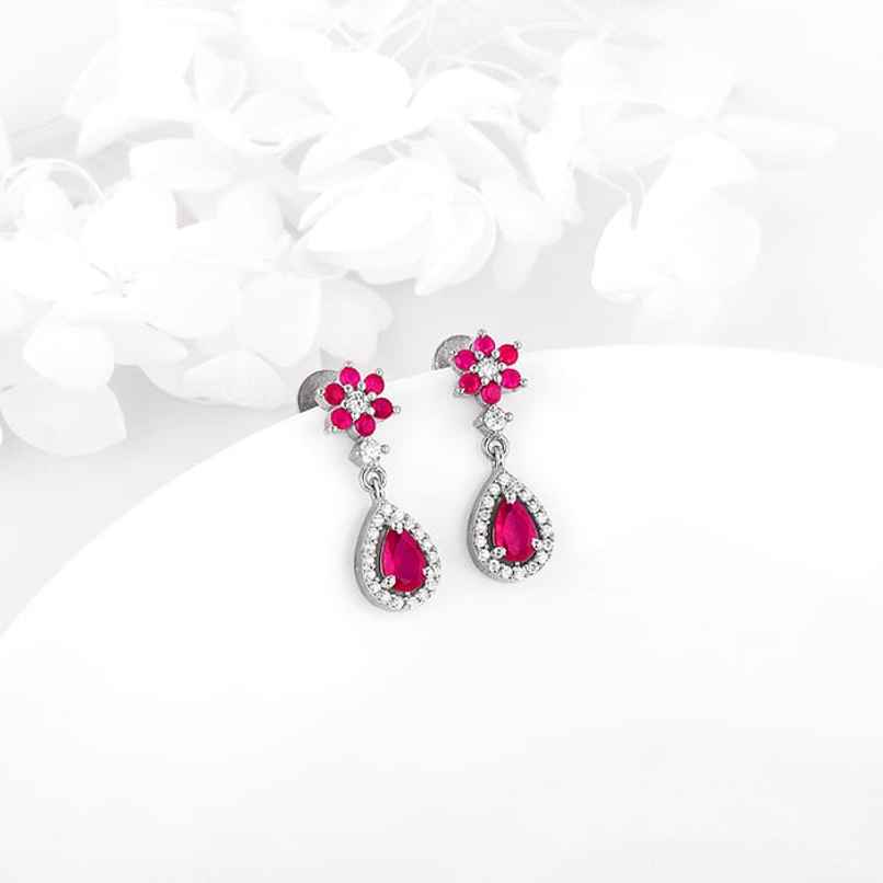 Giva Silver Pink Flower Mini Drop Earrings Giva Silver Pink Flower Mini Drop Earrings