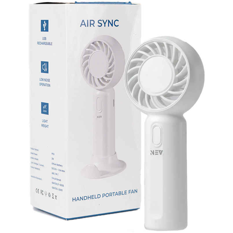 NEV Air Sync Portable Mini Fan with 3 Speeds, Handheld and Desktop, 500 mAh