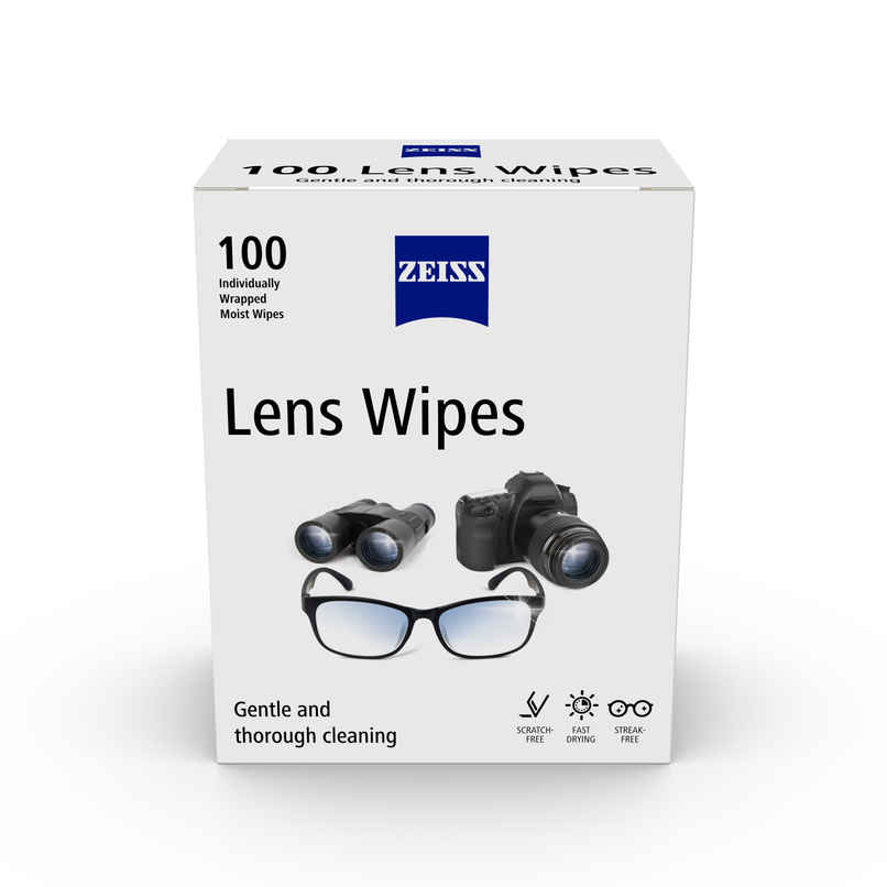 ZEISS Lens Wipes 100ct - Lens Cleaner for Spectacles, Eyeglasses, Sunglasses and Camera Lenses