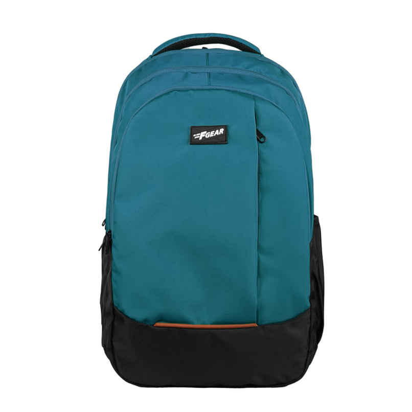 F Gear Unisex Modern Polyester 29 L Padded Grab Handle Laptop Backpack | Black and Aqua - 17 Inches
