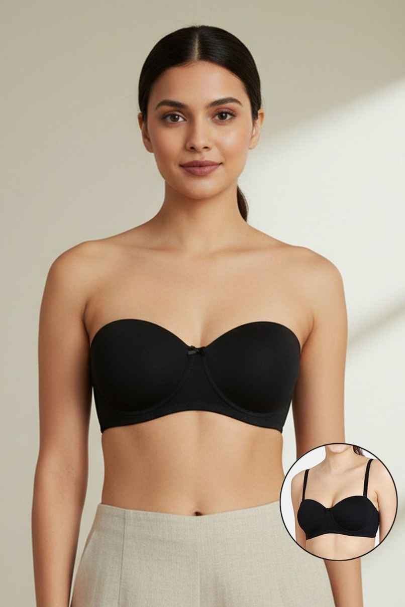 Zivame Padded Wired 3/4Th Coverage Multiway Bra | Black - 34C