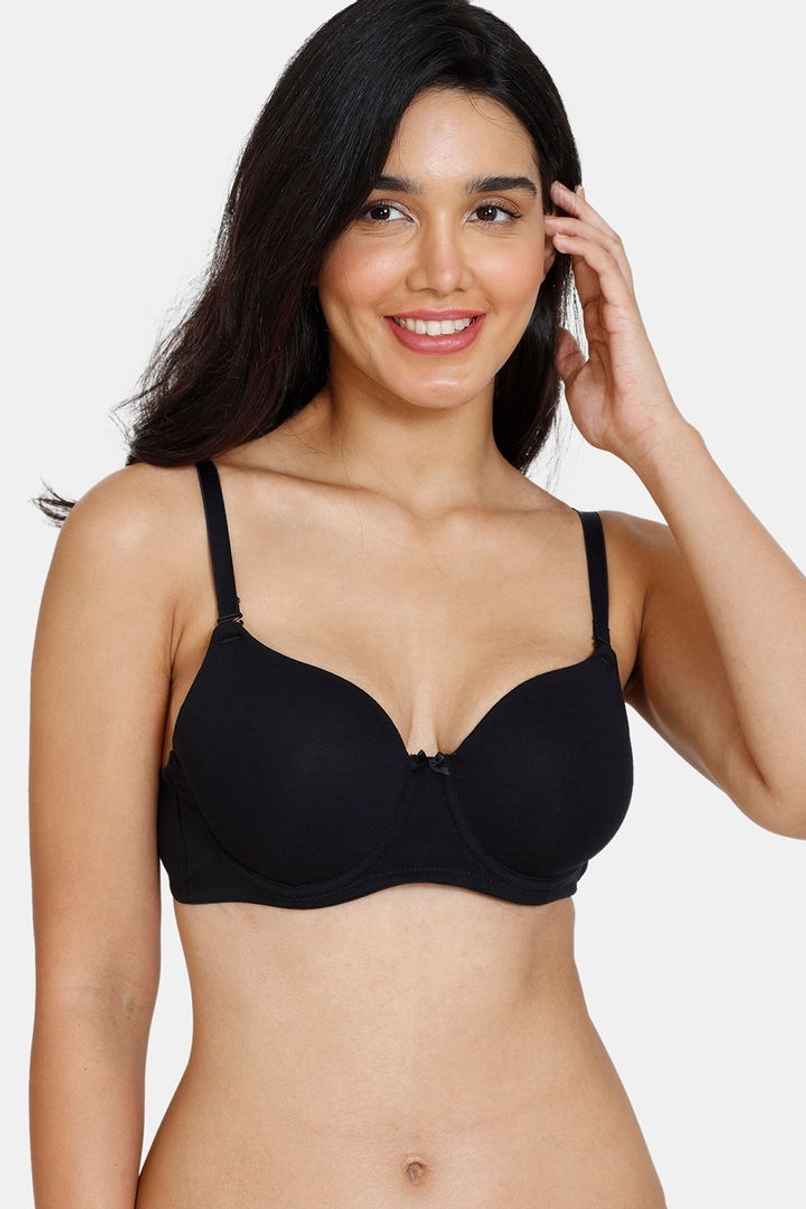 Zivame Women's Padded Wired 3/4th Coverage T-Shirt Bra | Anthracite - 32B