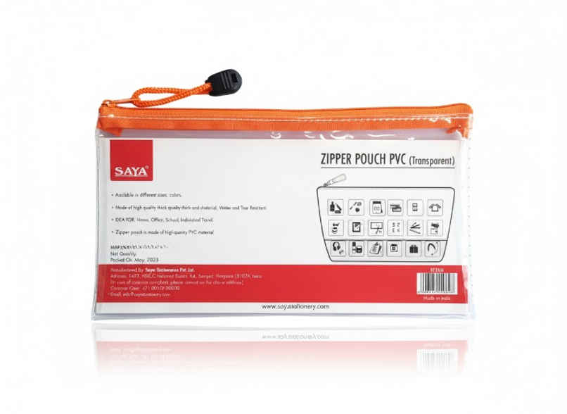 Saya A6 Zipper Bag PVC Transparent (Assorted) - Mini Makeup & Stationery Pouch