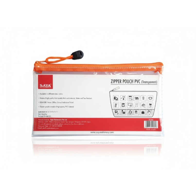 Saya A6 Zipper Bag PVC Transparent (Assorted) - Mini Makeup & Stationery Pouch
