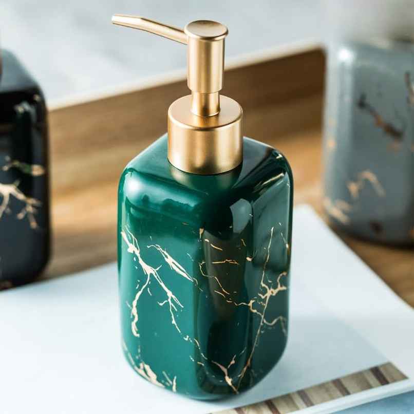 UMAI Ceramic Soap Dispenser For Bathroom | Green | 300 ml