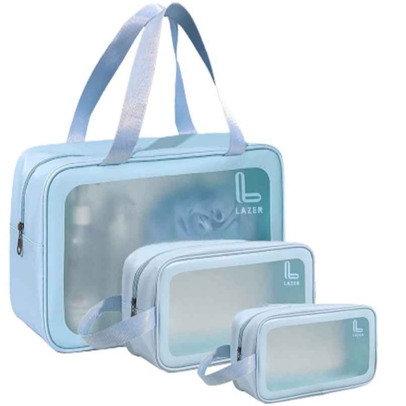 Lazer Makeup Travel Pouch | Cosmetic Bag | Travel kit Pouch for Toiletries | Blue Lazer Makeup Travel Pouch | Cosmetic Bag | Travel kit Pouch for Toiletries | Blue