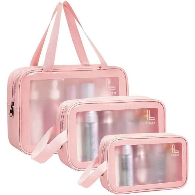 Lazer Makeup Travel Pouch | Cosmetic Bag | Travel kit Pouch for Toiletries | Pink Lazer Makeup Travel Pouch | Cosmetic Bag | Travel kit Pouch for Toiletries | Pink