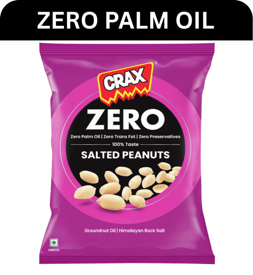 Crax Zero No Palm Oil Salted Peanuts Namkeen Snacks with Himalayan Rock Salt Crax Zero No Palm Oil Salted Peanuts Namkeen Snacks with Himalayan Rock Salt