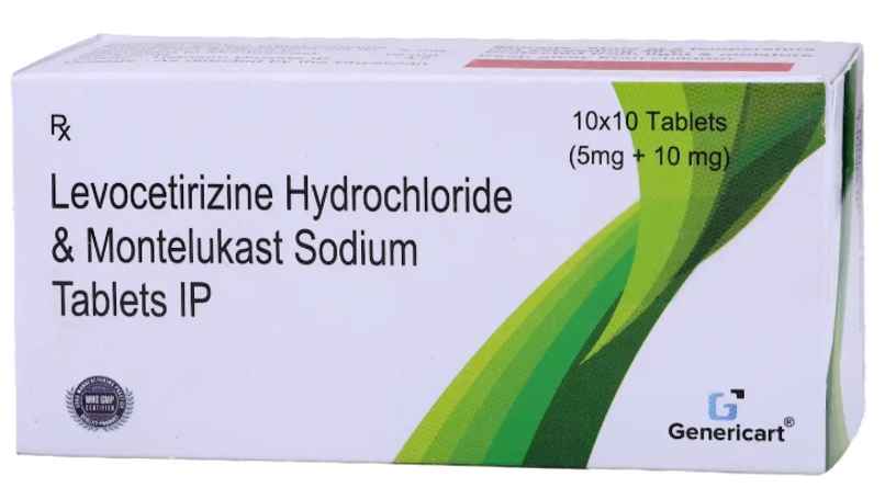 Genericart Levocetirizine 5 Mg + Montelukast 10 Mg Tablet Genericart Levocetirizine 5 Mg + Montelukast 10 Mg Tablet