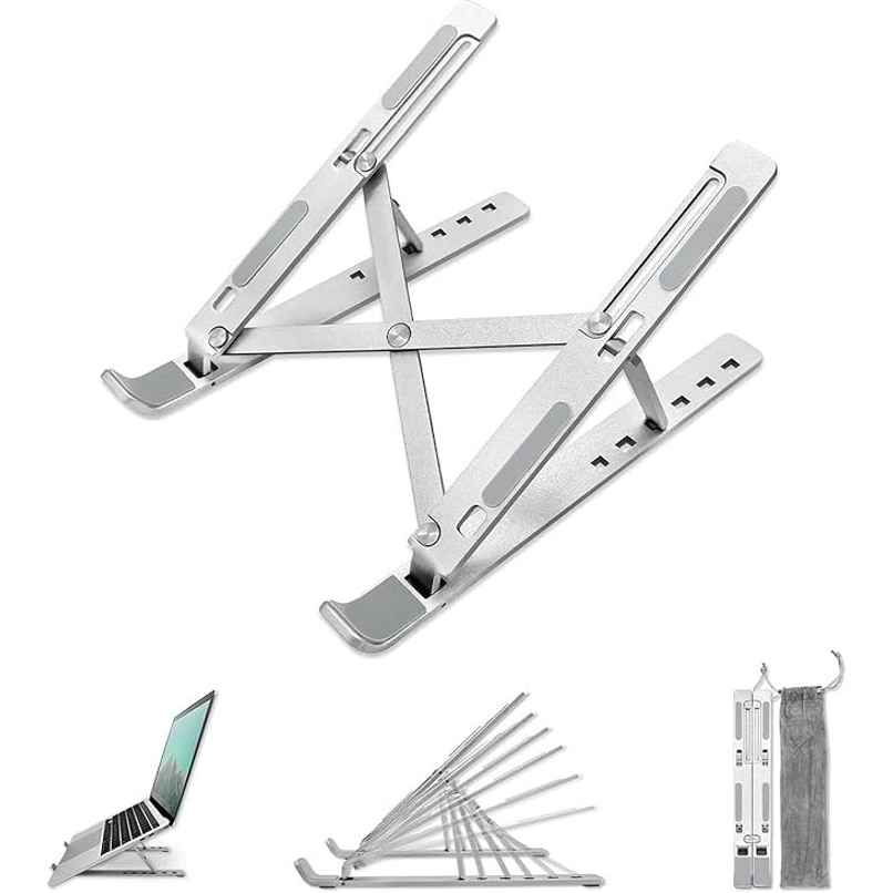 Sounce Aluminum Foldable Laptop Stand Compatible with Up to 15.6 in Laptop | Silver