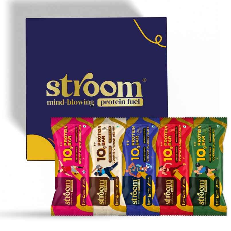 Stroom Center-Filled Protein Bars - Premium Protein And No Added Sugar | Assorted | Pack Of 5