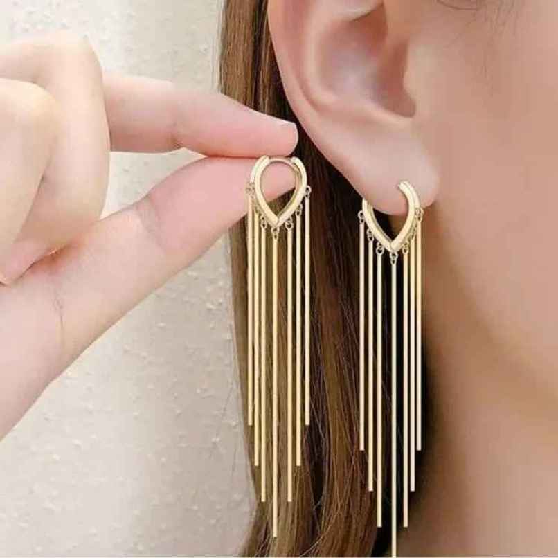 Estailo Fashion As Pretty As golden Long Chain Earrings | E0001364 | Gold Estailo Fashion As Pretty As golden Long Chain Earrings | E0001364 | Gold