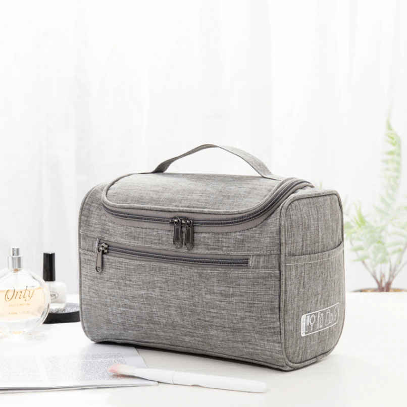 Awestuffs Hanging Travel Kit Water Resistant, Mesh Pockets and Sturdy Hanging Hook | Grey