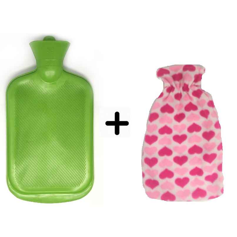 Sahyog Wellness Rubber Hot Water Bottle Bag Non Electrical for Pain Relief Green With Cover