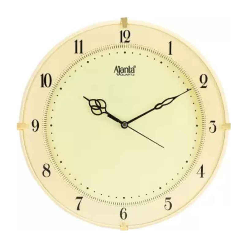 Ajanta Analog 28 cm x 28 cm Wall Clock | Beige With Glass Standard