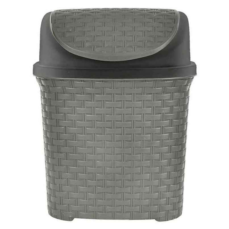 Kuber Industries Plastic Dustbin with Swing Lid | 7 Litre | Home | Kitchen | Office | Grey