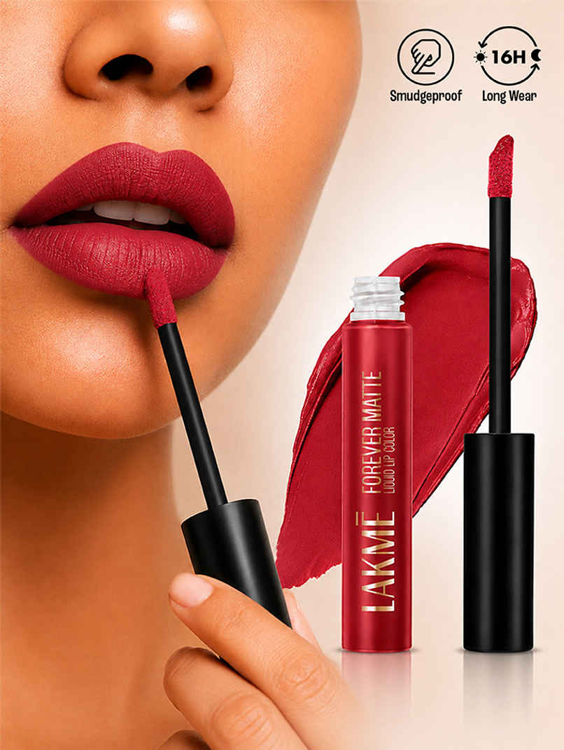 Lakme Forever Matte Liquid Lip, 16hr Lipstick, Lightweight & transferproof | Red Velvet