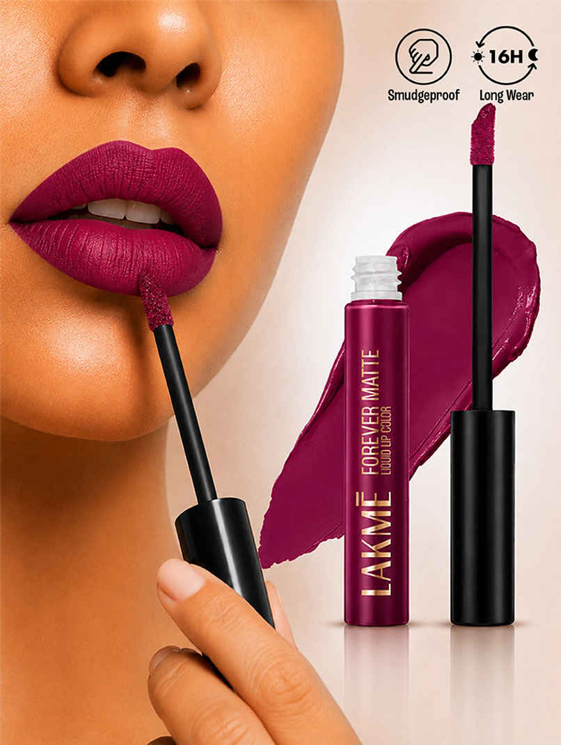 Lakme Forever Matte Liquid Lip | 16 Hr Lipstick | Lightweight & transferproof | Red Wine