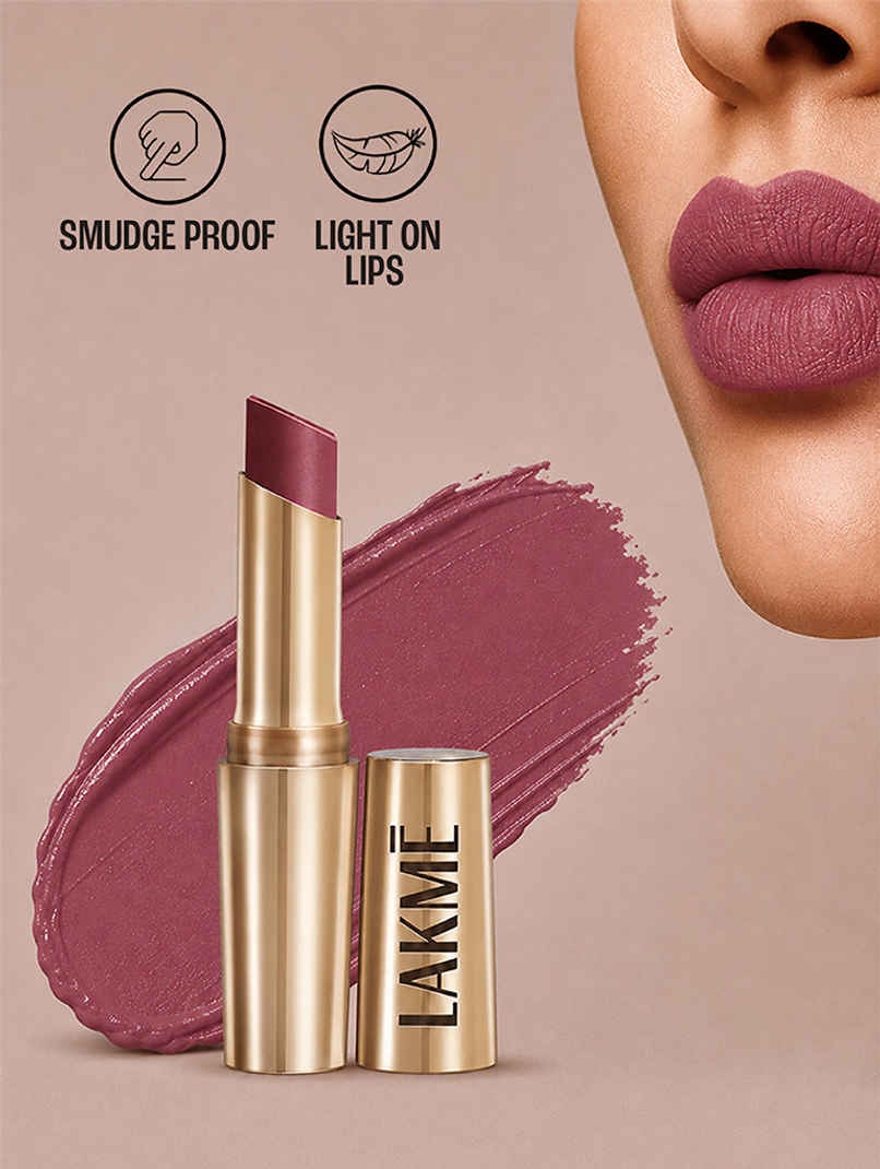 Lakme 9to5 Powerplay Priming Matte Lipstick, Lasts 16hrs, Rosy Sunday