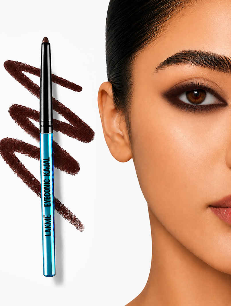 Lakme Eyeconic Kajal | Matte Kajal Pencil that lasts 24 Hrs | Classic Brown