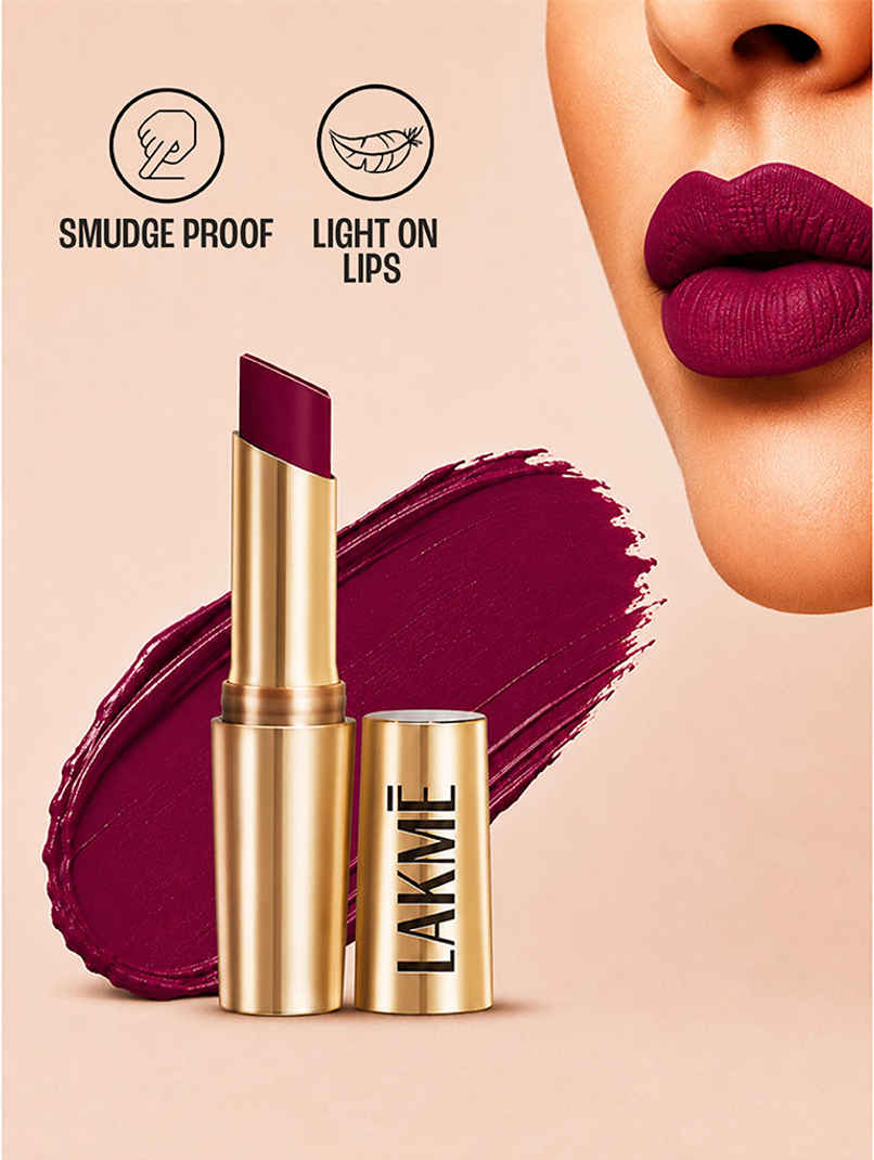 Lakme 9to5 Powerplay Priming Matte Lipstick, Lasts 16hrs, Deep Wine Lakme 9to5 Powerplay Priming Matte Lipstick, Lasts 16hrs, Deep Wine