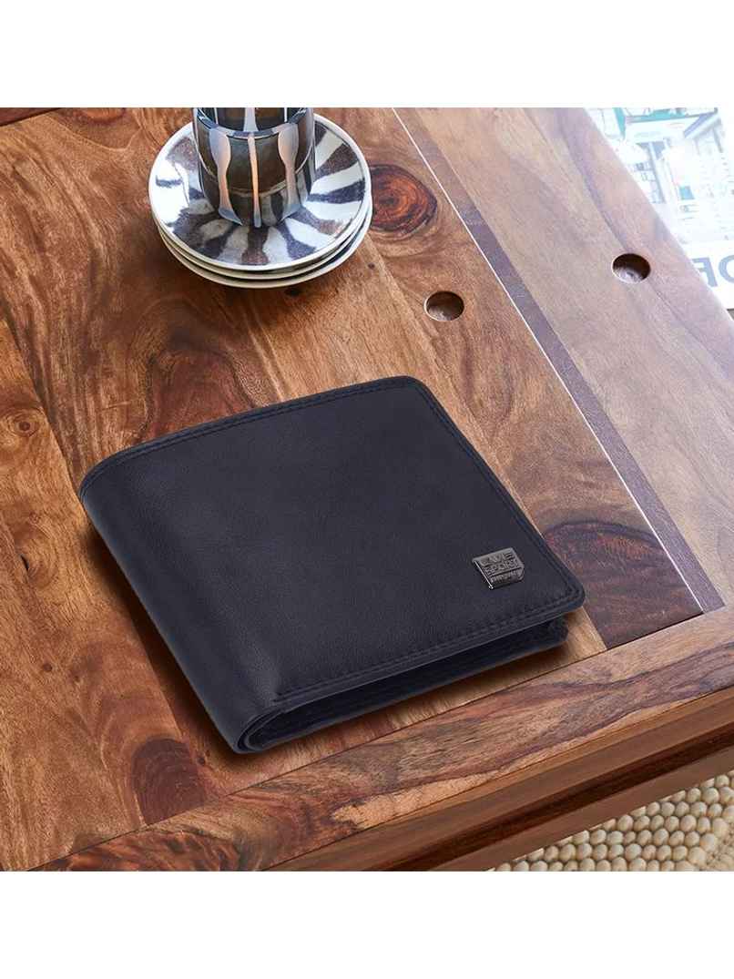 Lavie Sport Men's Solid Faux Leather Bi-Fold Wallet | Navy | (12 x 1.6 x 9 cm)