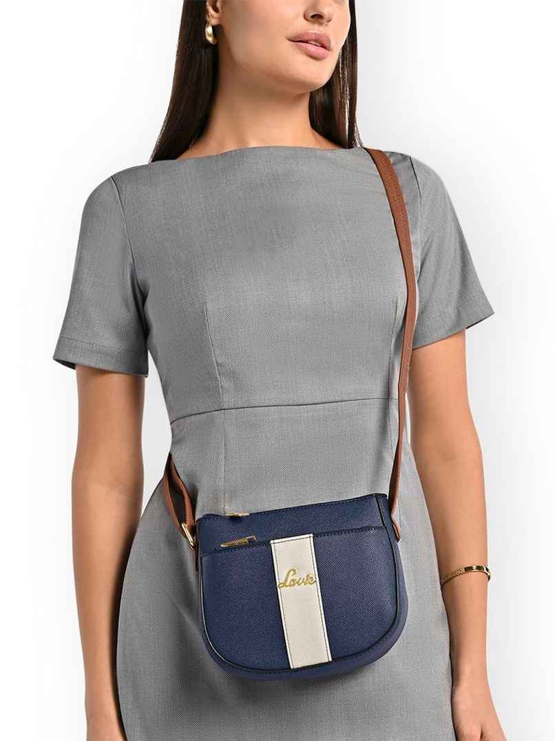 Lavie Women's Colourblock Spade Crossbody Sling Bag | Ladies Purse Handbag | Navy Blue