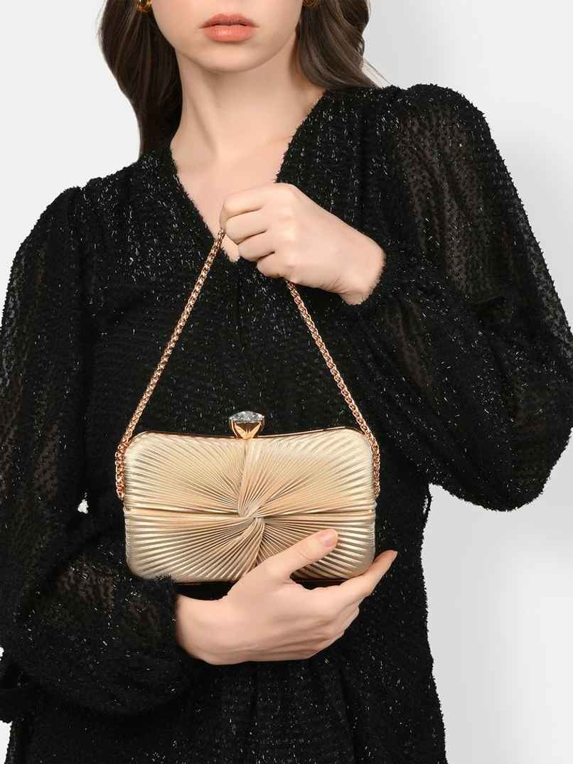 Lavie Women's Ruby Knot Framed Clutch | Ladies Purse | Small | Rose Gold