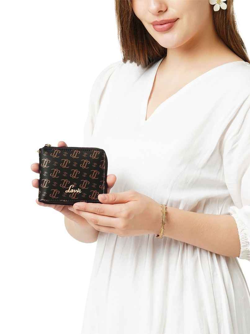 Lavie Women's Sacy Monogram LL Print Small Zip around Wallet | Choco Lavie Women's Sacy Monogram LL Print Small Zip around Wallet | Choco