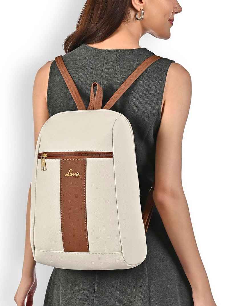 Lavie Women's Colourblock Cobie Fashion Backpack for | Shoulder Bag | Off White