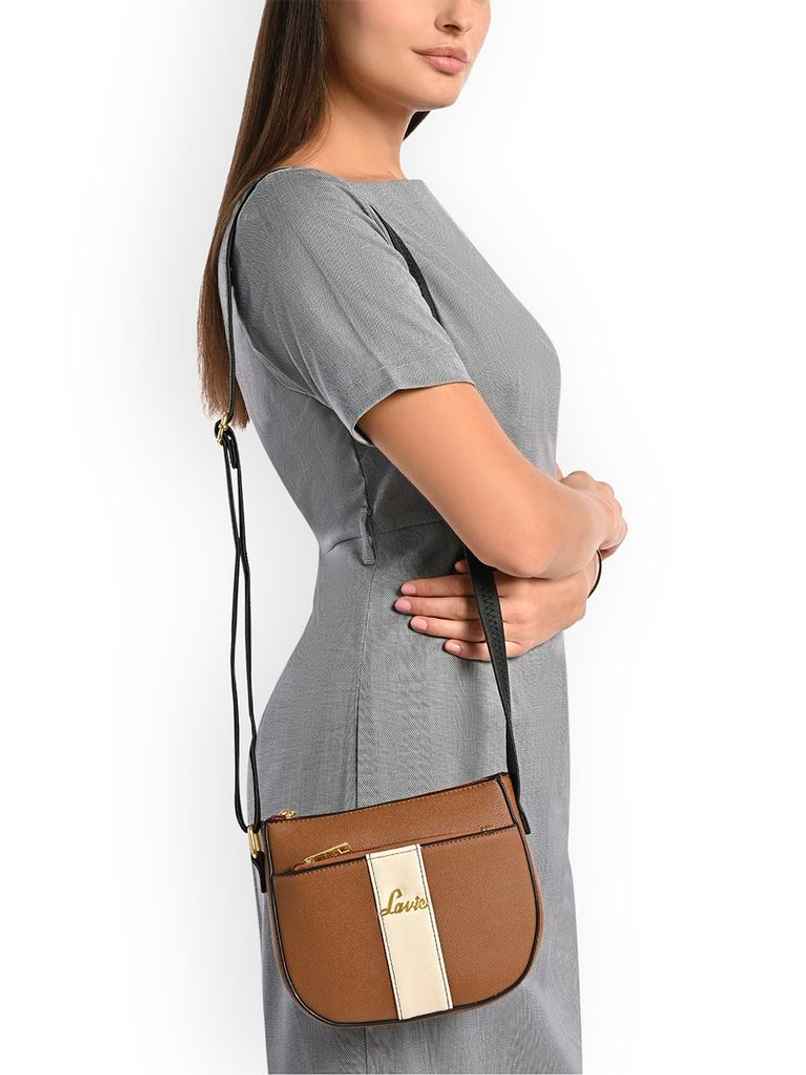Lavie Women's Colourblock Spade Crossbody Sling Bag | Ladies Purse Handbag | Tan