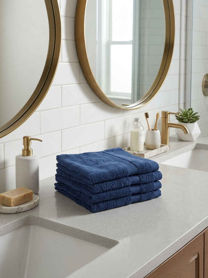 Bianca Face Towel Soft Blue | 480 GSM | 12 x 12 in | Pack of 4