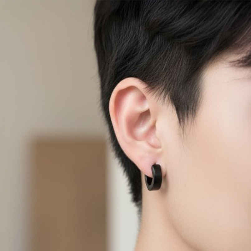 The Opal Factory All Seasons Men's Earrings | Press on Bali | Earrings-037 | Black The Opal Factory All Seasons Men's Earrings | Press on Bali | Earrings-037 | Black
