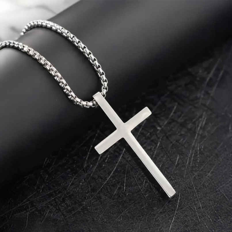 The Opal Factory Men's Pendant | Cross Pendant with Chain | Necklace-104 | Silver The Opal Factory Men's Pendant | Cross Pendant with Chain | Necklace-104 | Silver