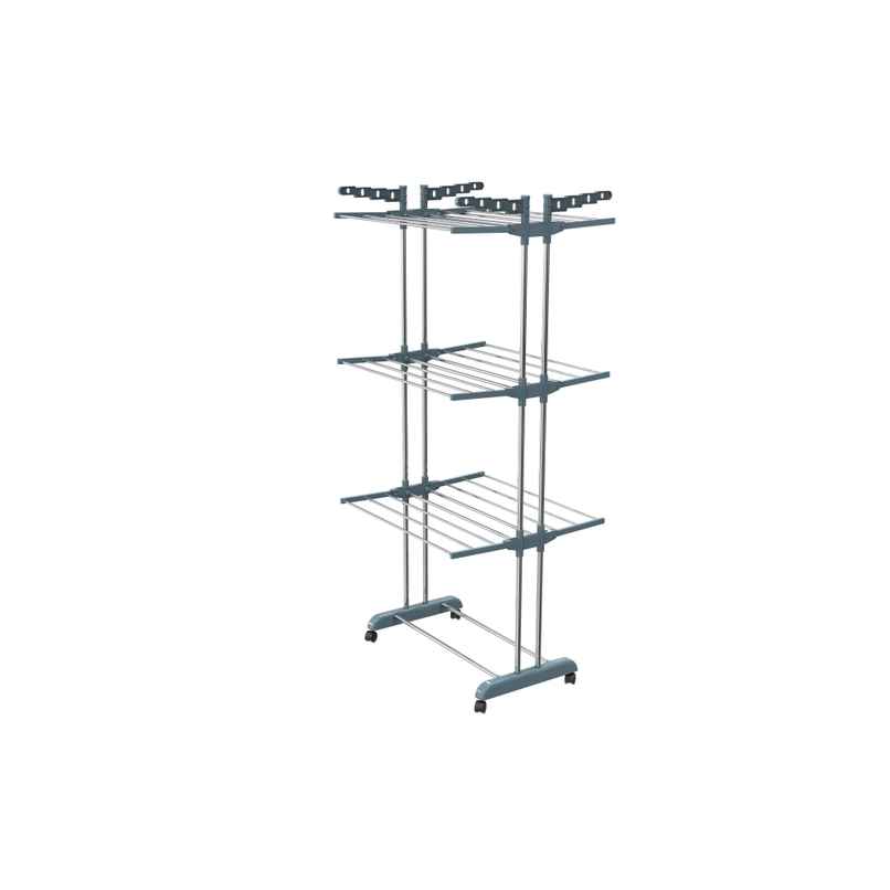 Limetro Steel Stainless Steel Double Pole Cloth Drying Stand with Hanger | 3 Layer Limetro Steel Stainless Steel Double Pole Cloth Drying Stand with Hanger | 3 Layer