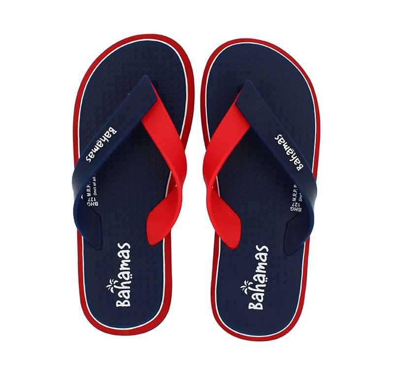 Bahamas Slippers BHG-127 Navy Blue Red For Men-6UK