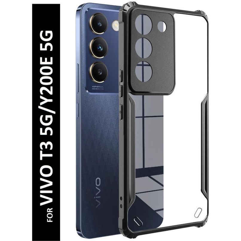 Kwine Case Vivo T3 / Y200E 5G Back Cover - Black Bordered Transparent Case