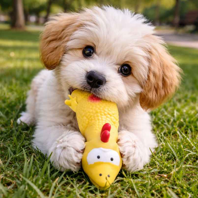 Foodie Puppies Latex Yellow Sleepy Hen Squeaky Dog Toy for Small Dogs and Puppies