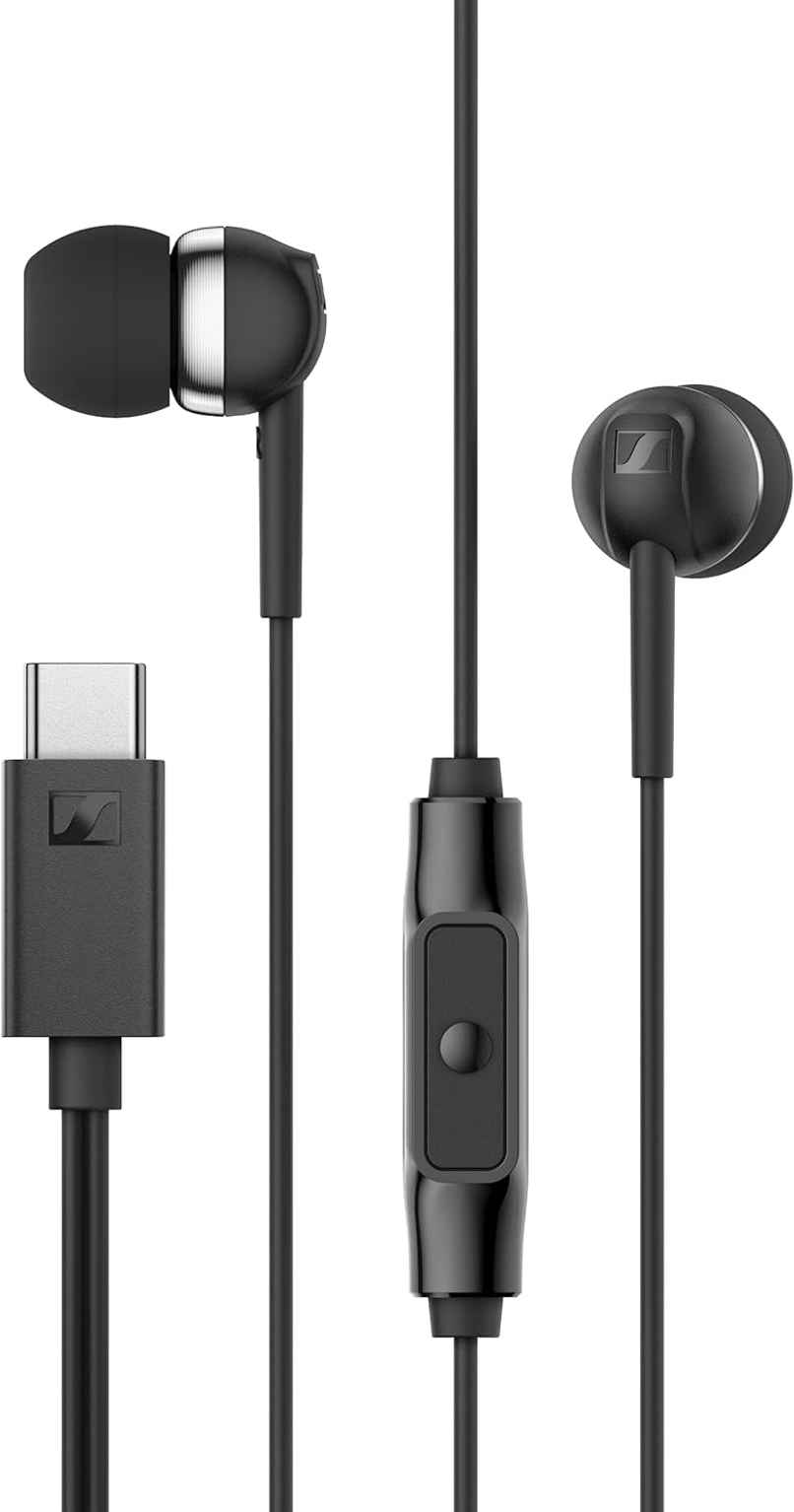 Sennheiser CX 80U Wired In Ear Headphones | USB C | Remote Mic | Noise Cancelling | Black