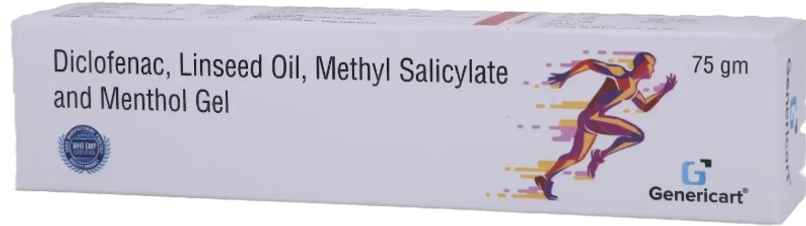 Genericart Diclofenac 1.16%W/W, Linseed Oil 3%W/W, Methyl Salicylate 10%W/W, Menthol 5%W/W Gel Genericart Diclofenac 1.16%W/W, Linseed Oil 3%W/W, Methyl Salicylate 10%W/W, Menthol 5%W/W Gel