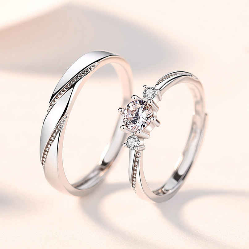 YouBella Silver Plated Heart Proposal Adjustable Couple Ring | YBRG-20312