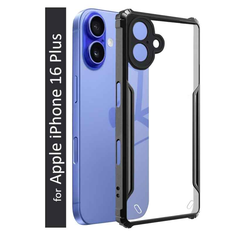 Kwine Case Apple iPhone 16 Plus Back Cover - Black Bordered Transparent Case