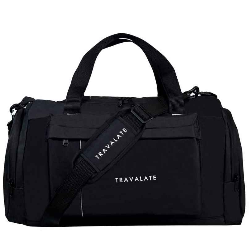 TRAVALATE Polyester Travel Duffle Luggage Bag | Multi Pocket Ultra-Light | Black - 45 L