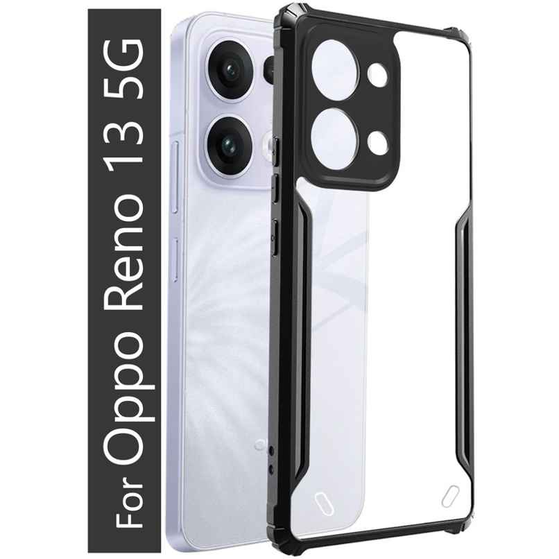Kwine Case Oppo Reno 13 5G Back Cover - Black Bordered Transparent Case Kwine Case Oppo Reno 13 5G Back Cover - Black Bordered Transparent Case