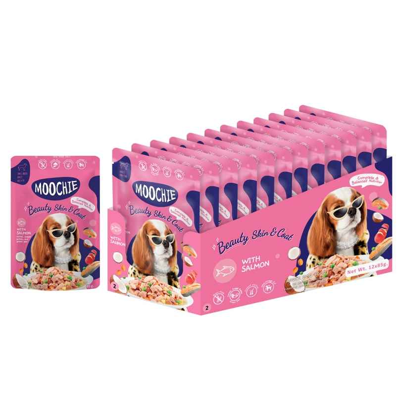 Moochie Dog Wet Food - Beauty Skin And Coat - Casserole With Salmon Gravy | Grain-Free Moochie Dog Wet Food - Beauty Skin And Coat - Casserole With Salmon Gravy | Grain-Free