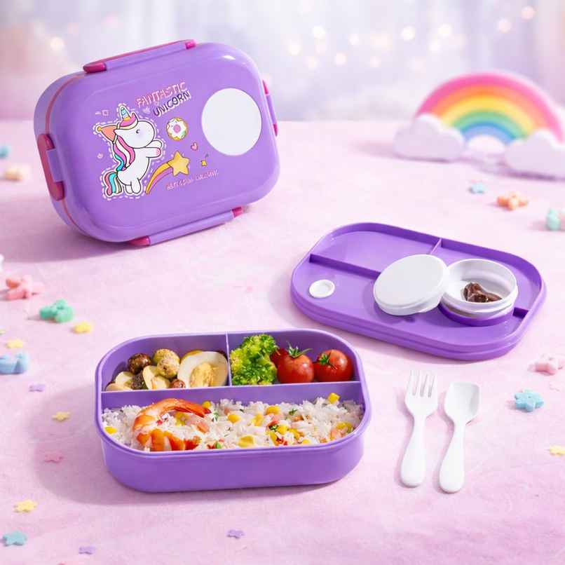 DesignLand Unicorn Bento Lunch Box with Cutlery | Purple DesignLand Unicorn Bento Lunch Box with Cutlery | Purple